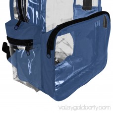 DALIX Small Clear Backpack Transparent PVC Security Security School Bag in Navy Blue